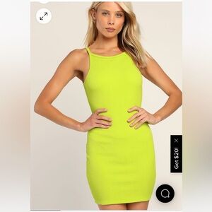 Lulus things are heating up lime green dress